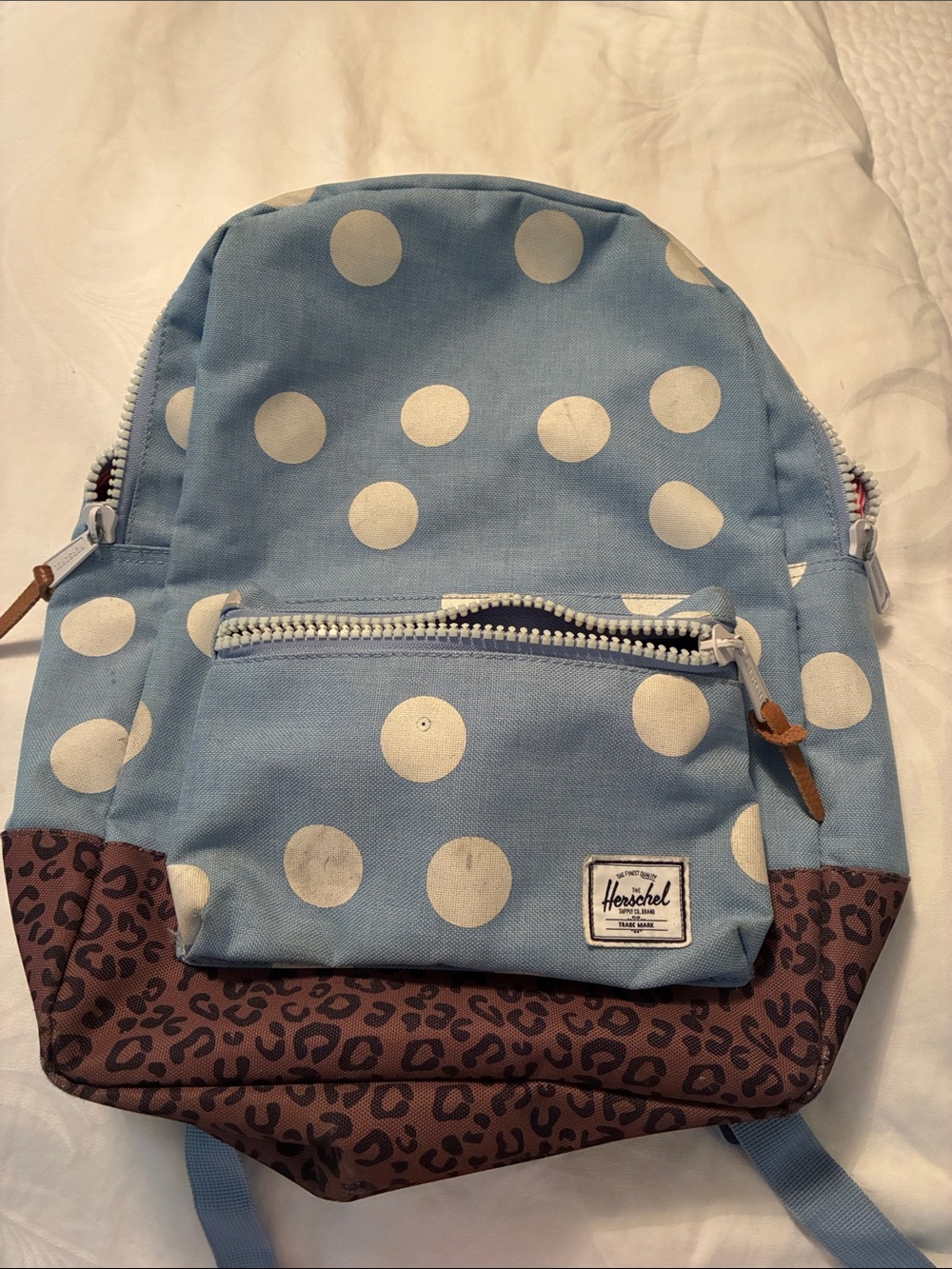 Herschel Supply Company Kids Polka Dot Mini Backpack in Light Blue and Brown